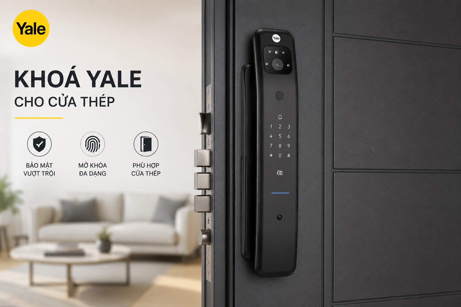 khoá yale cho cửa thép
