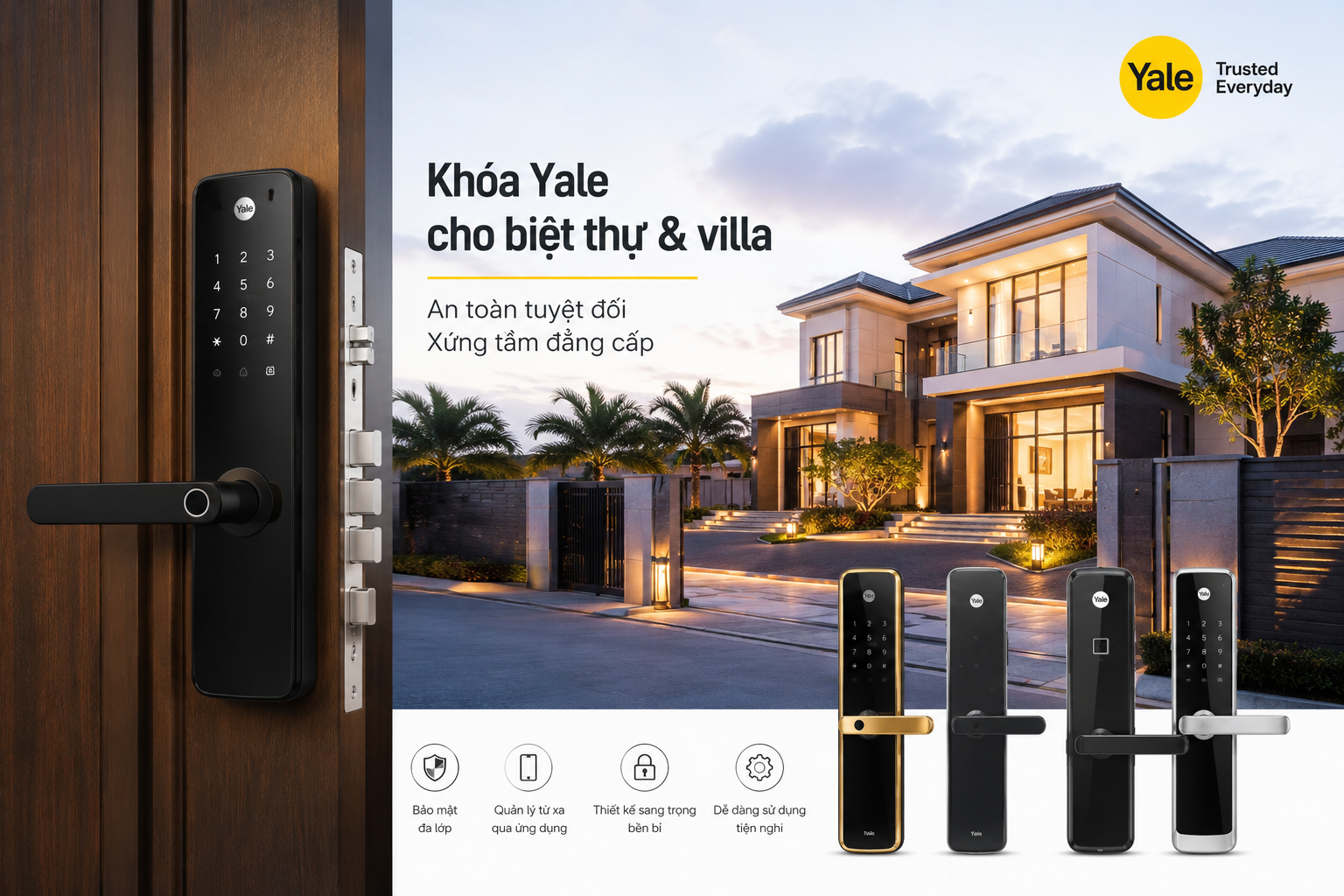 khóa yale cho biệt thự