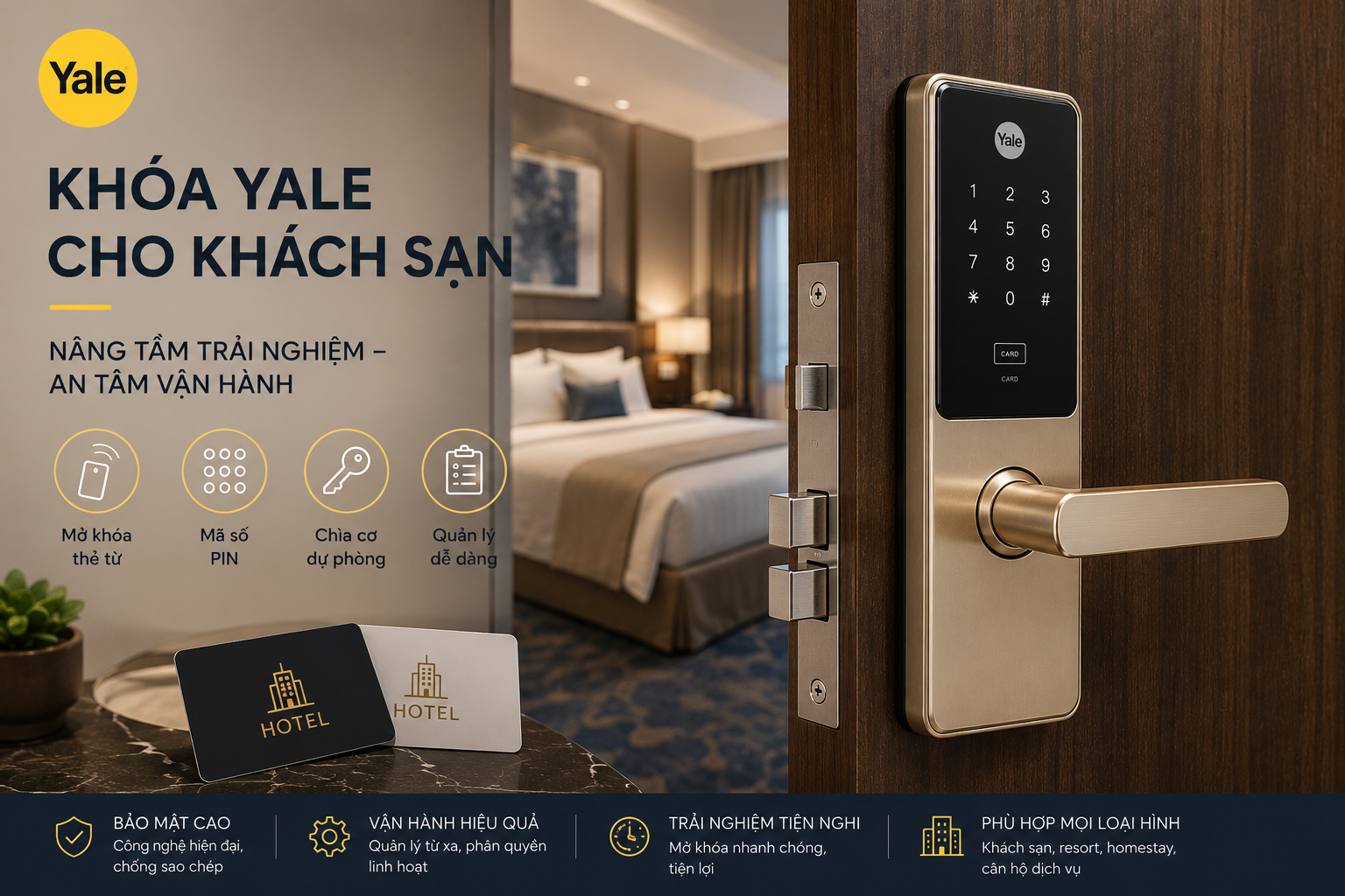 khóa yale cho khách sạn