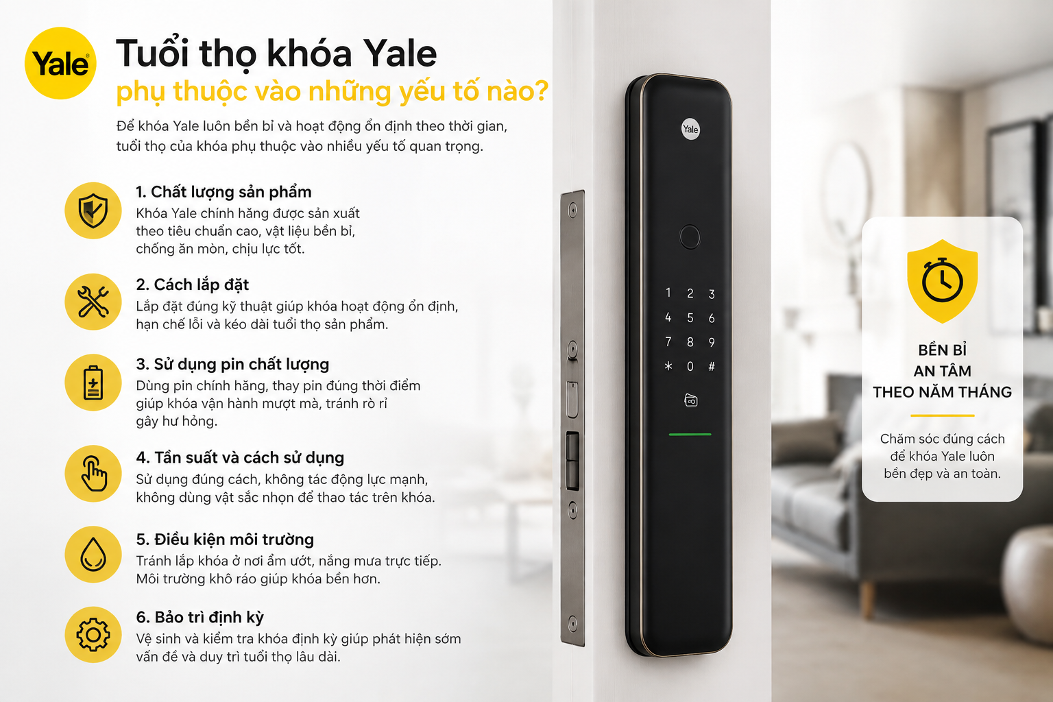 tuổi thọ khoá yale