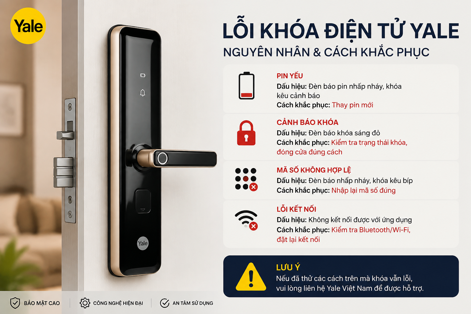 khoá yale báo lỗi