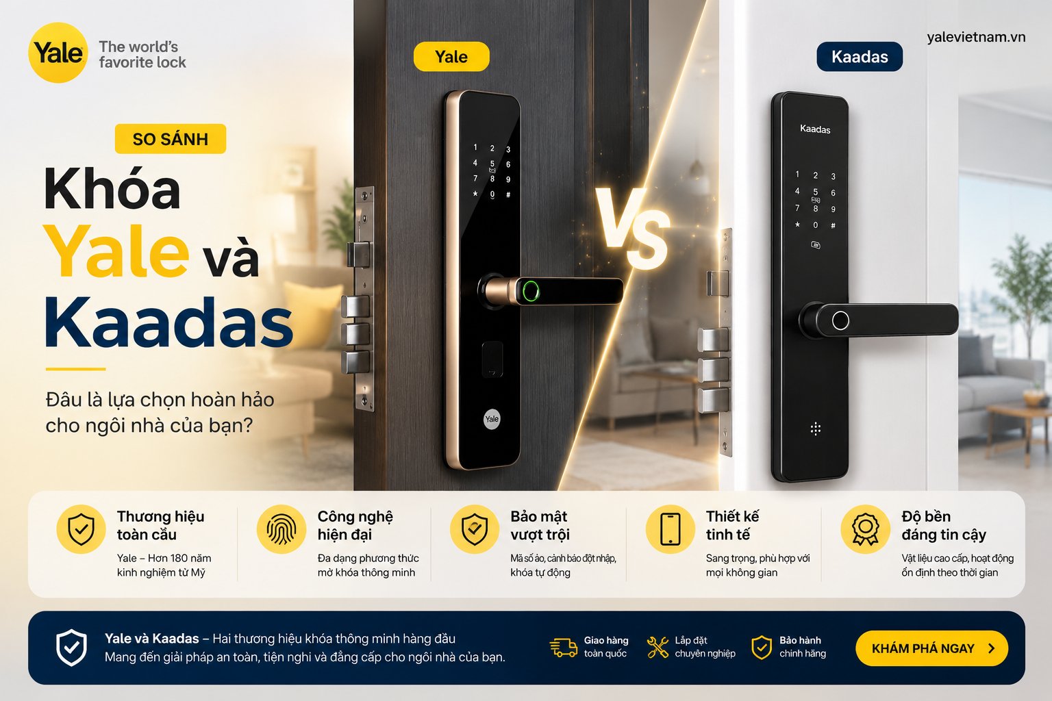 khóa yale và kaadas