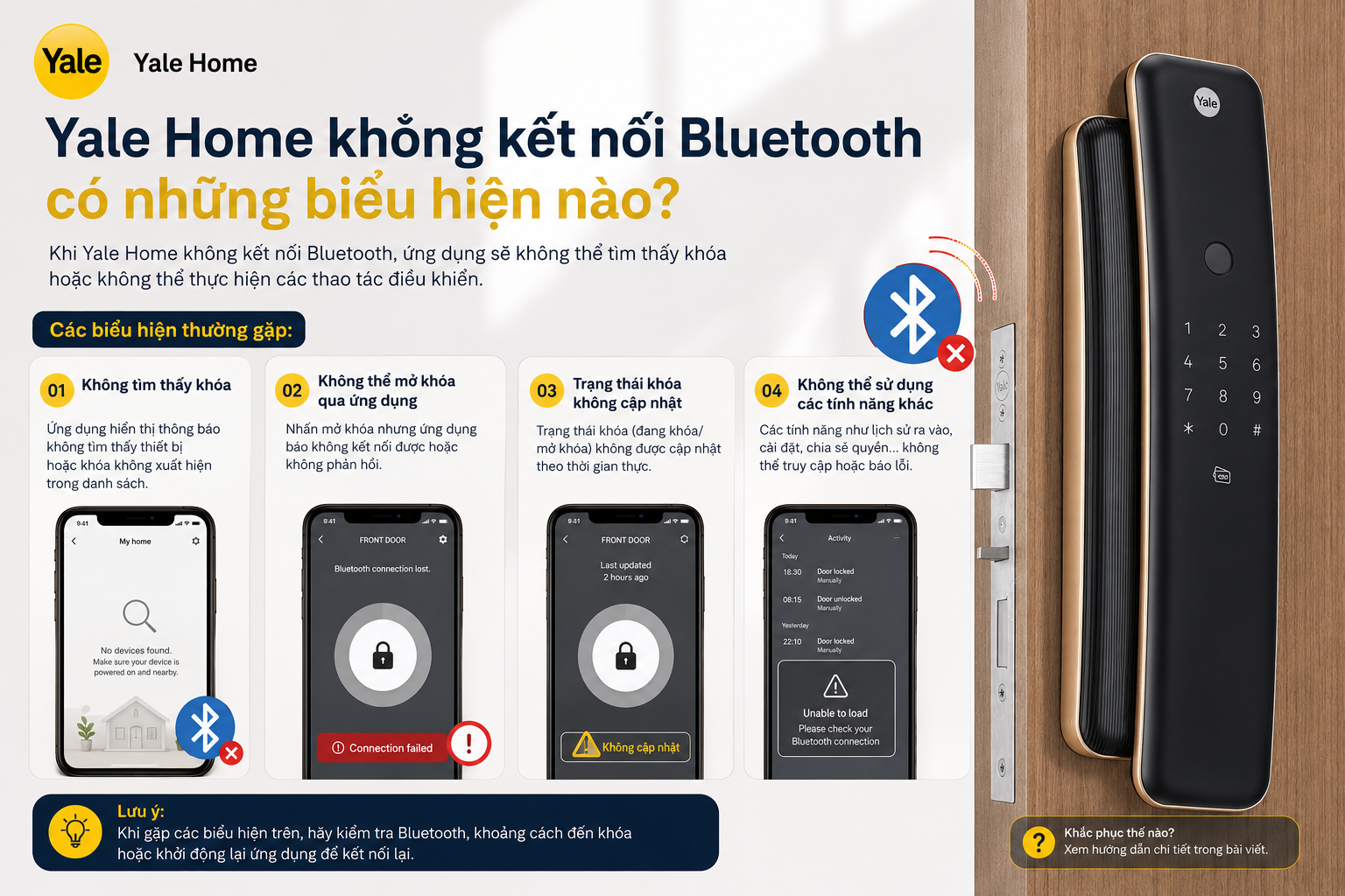 yale home không kết nối bluetooth