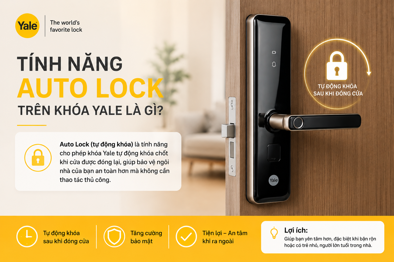 khoá yale không tự động khoá