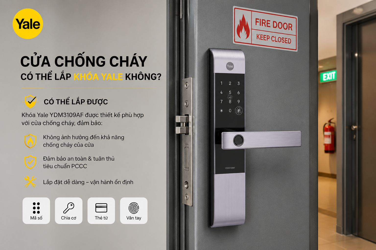 khoá yale cho cửa chống cháy