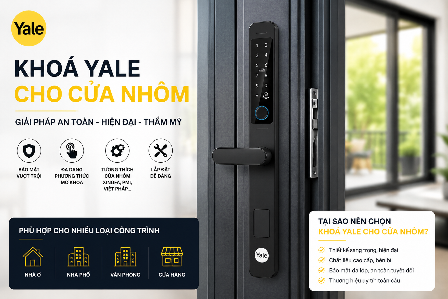 khoá Yale cho cửa nhôm