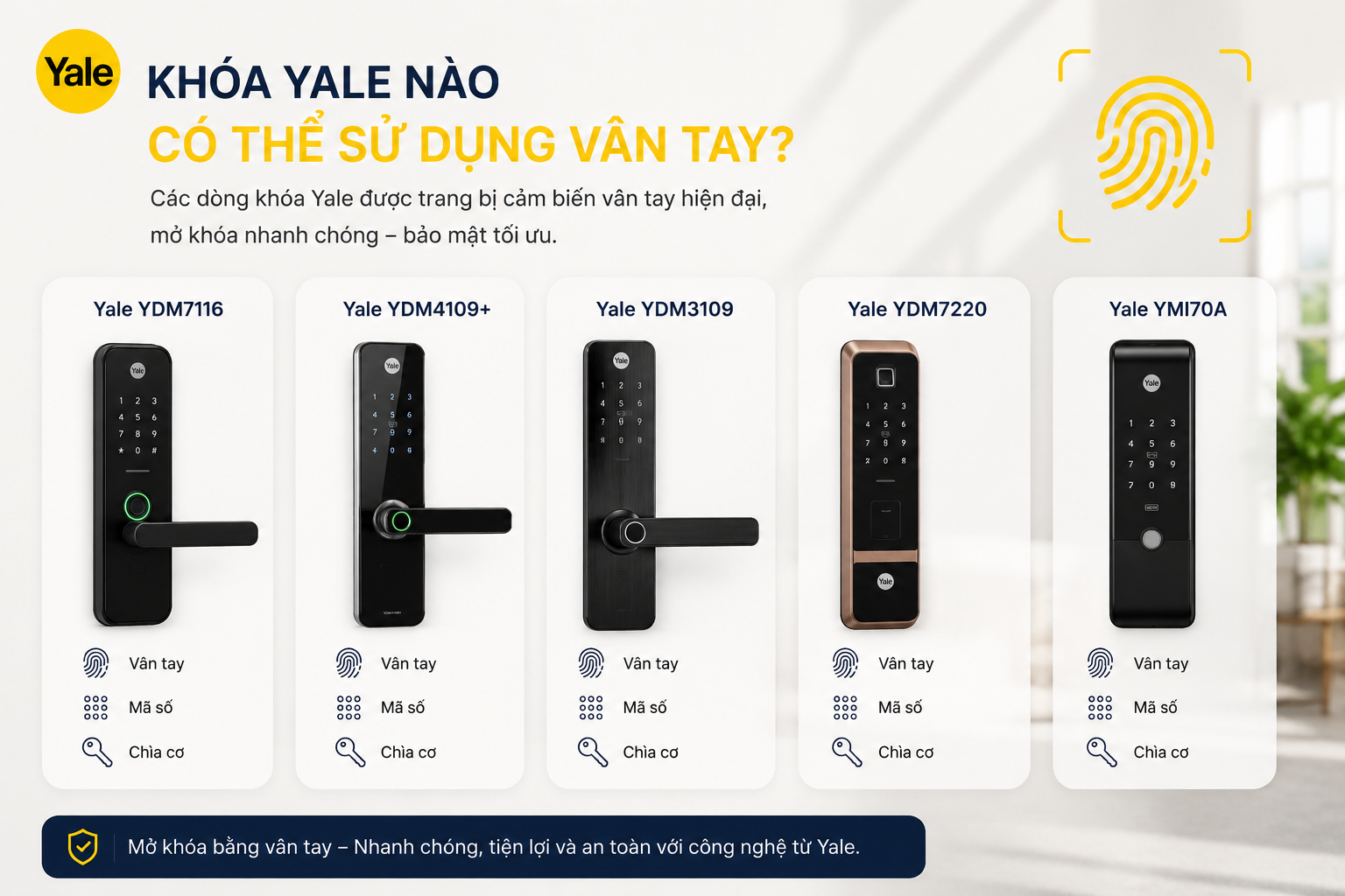 cách thêm vân tay yale