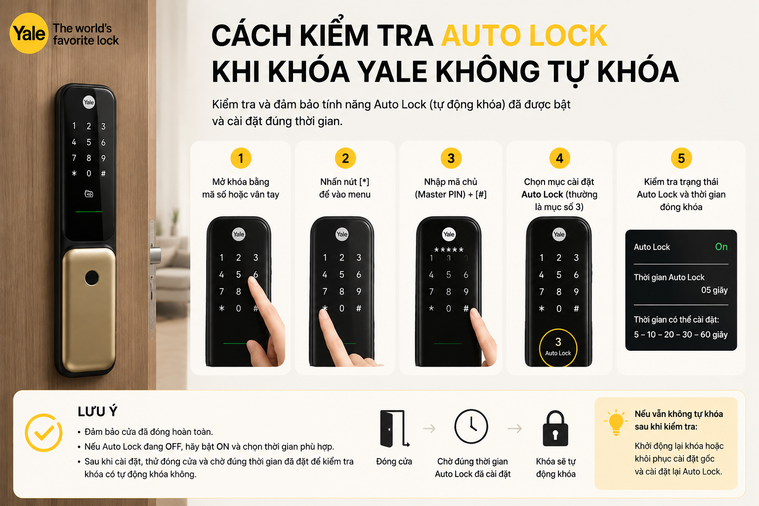 khoá yale không tự động khoá