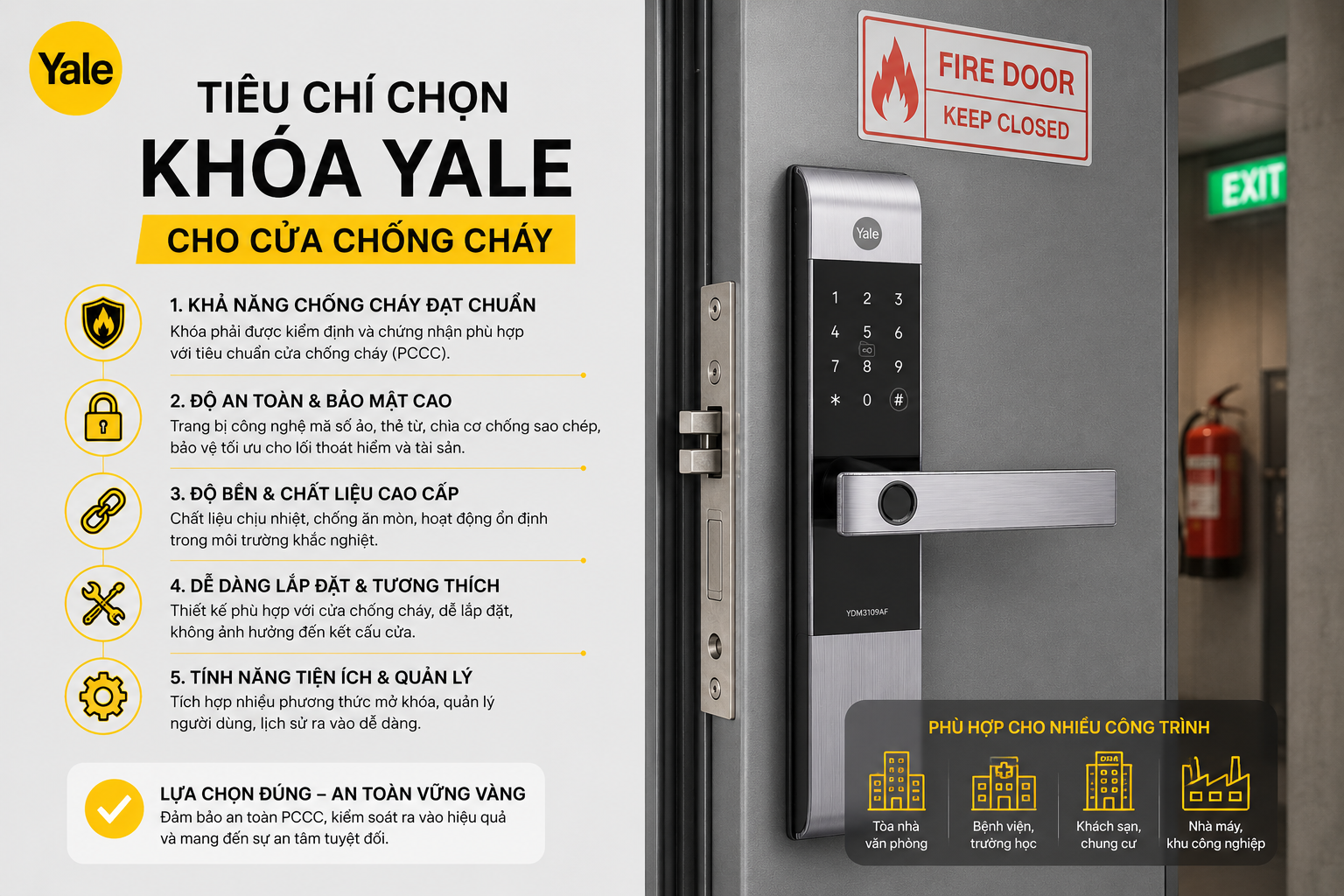 khoá yale cho cửa chống cháy