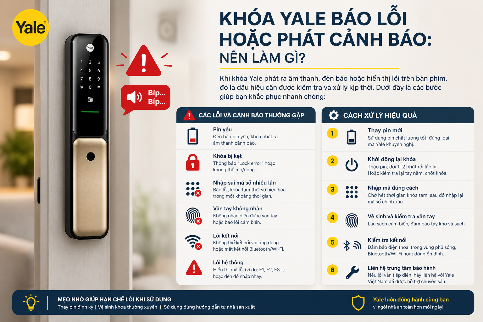 khoá yale báo lỗi