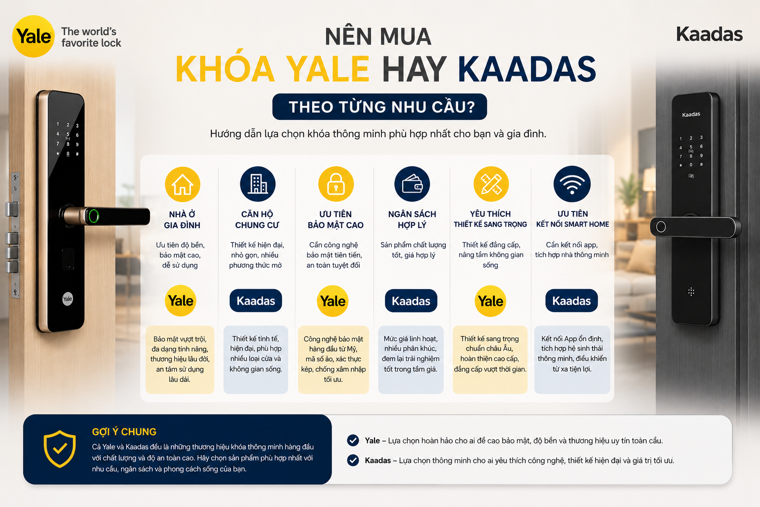 khóa yale và kaadas