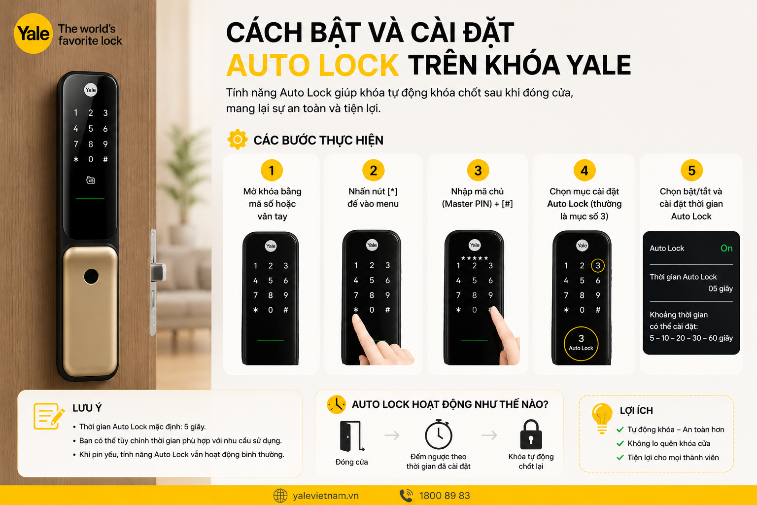 khoá yale không tự động khoá