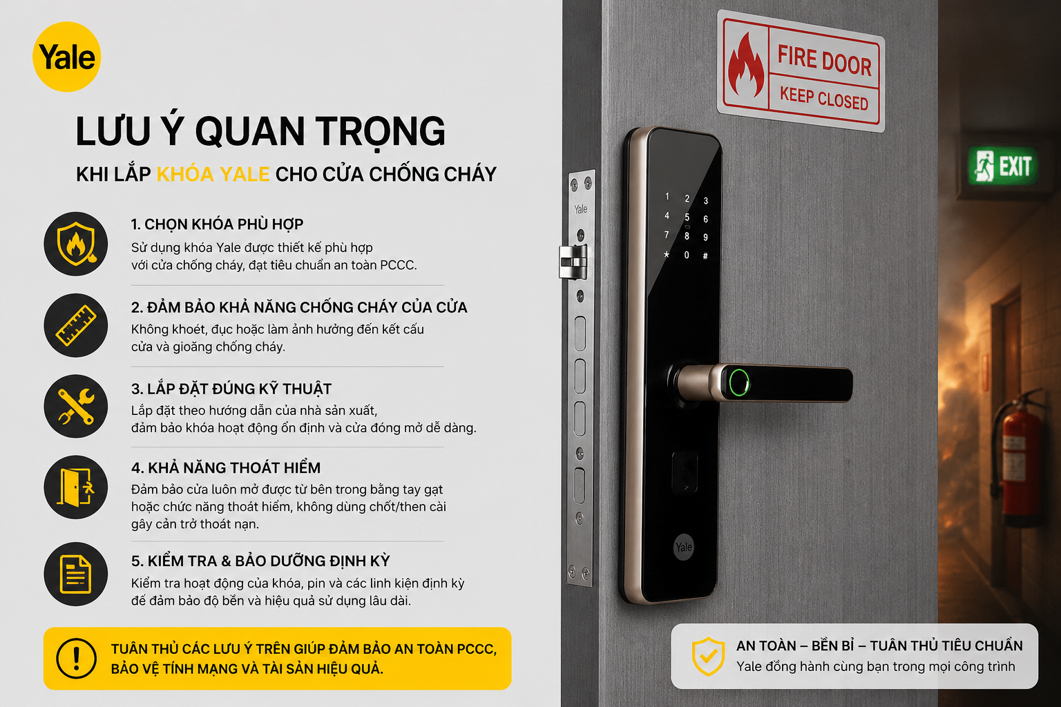 khoá yale cho cửa chống cháy