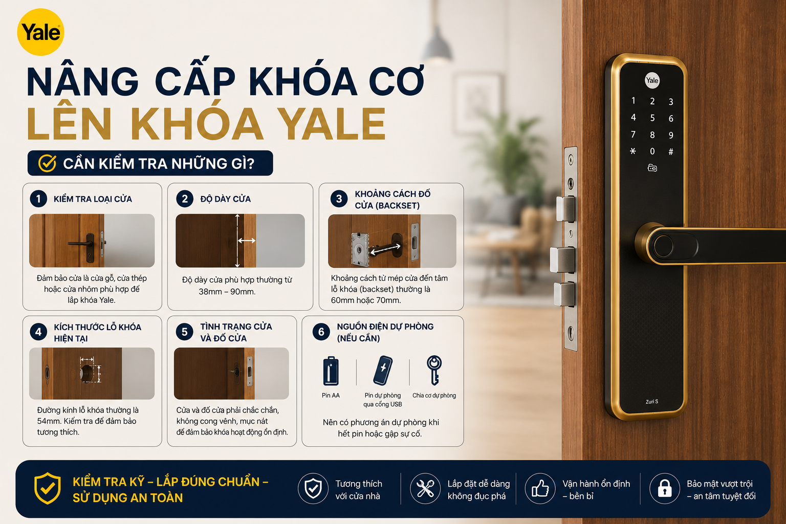 nâng cấp khoá cơ lên khoá Yale