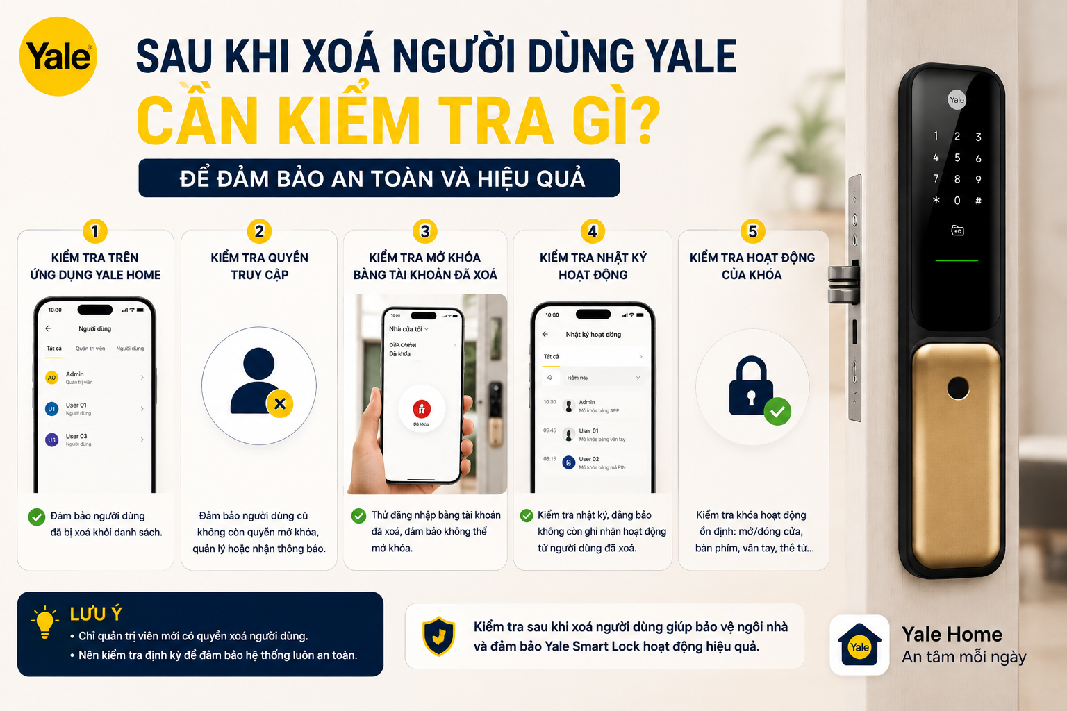 cách xoá người dùng Yale