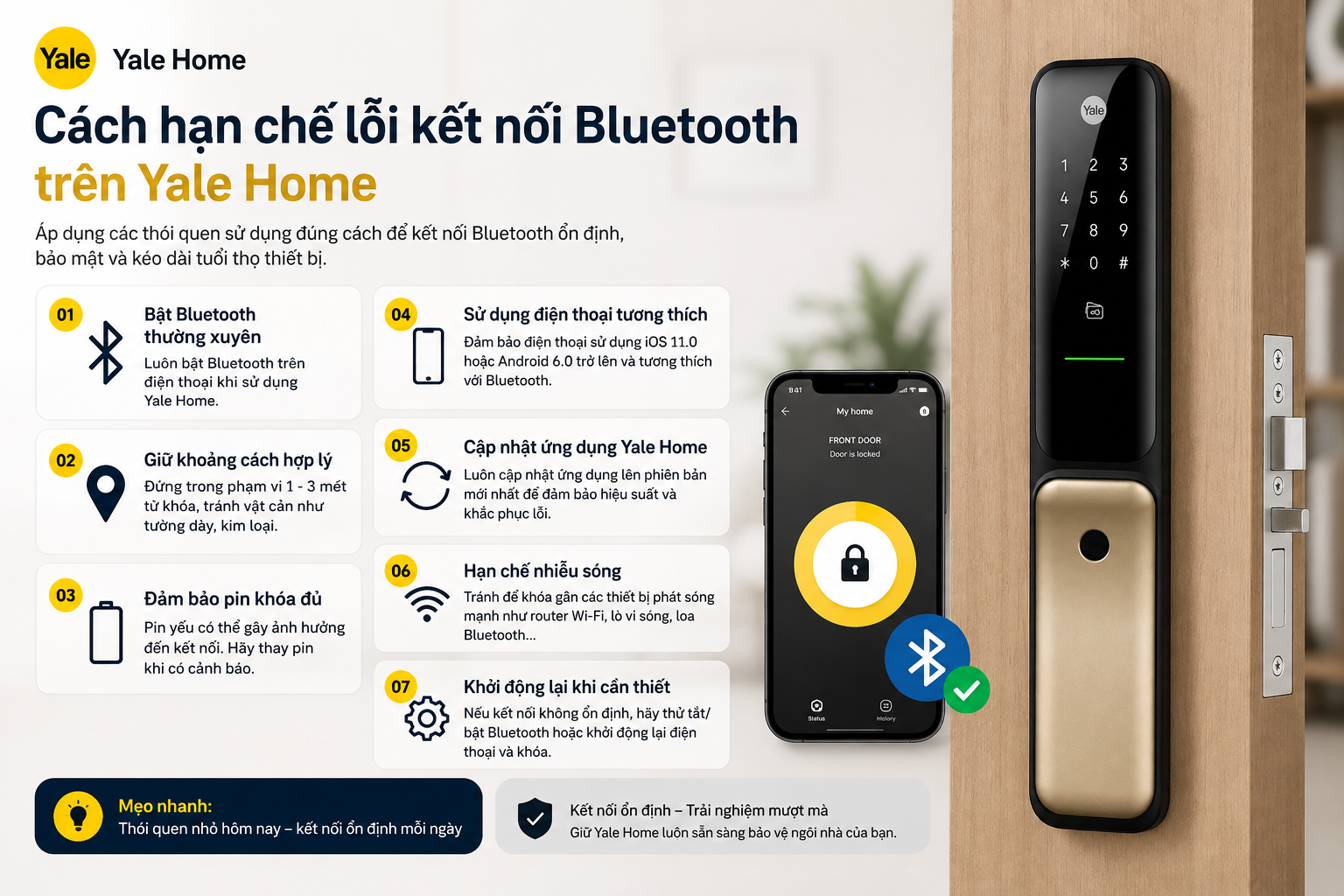 yale home không kết nối bluetooth
