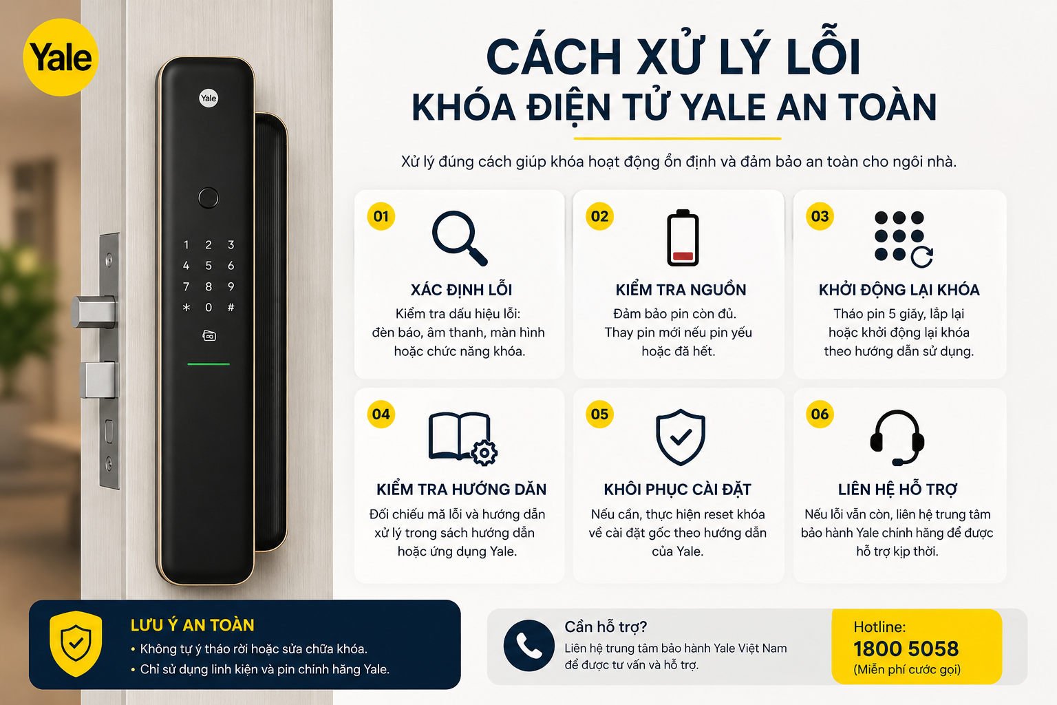 lỗi khoá điện tử yale