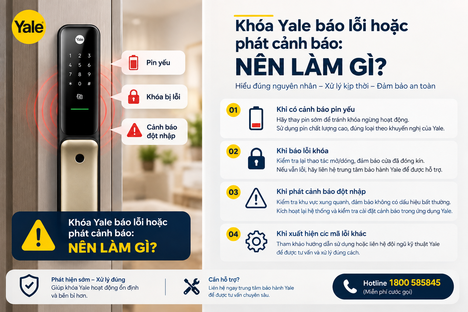 lỗi khoá điện tử yale
