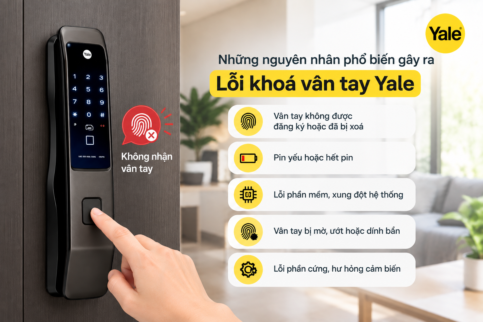 lỗi khoá vân tay yale