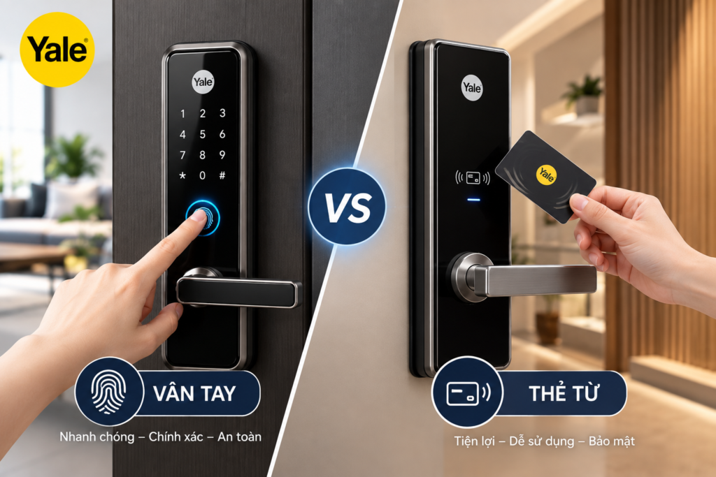 khoá vân tay hay khoá thẻ từ yale