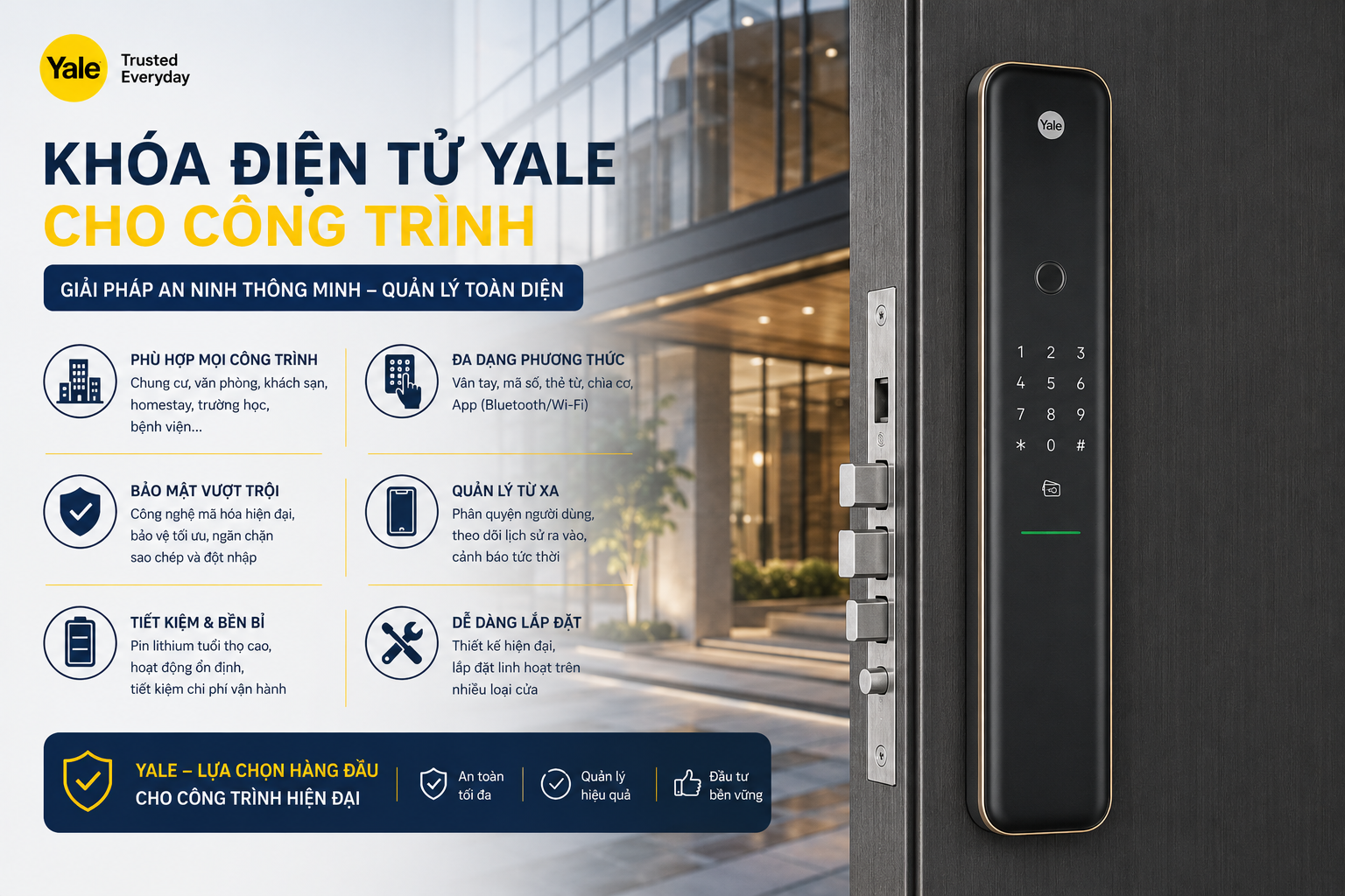khoá điện tử yale cho công trình