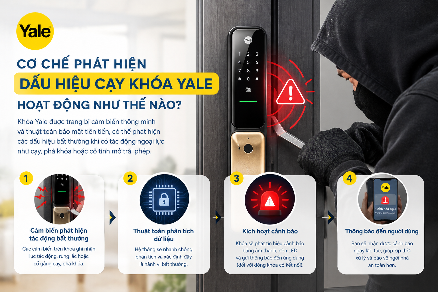 cảnh báo cạy khoá yale