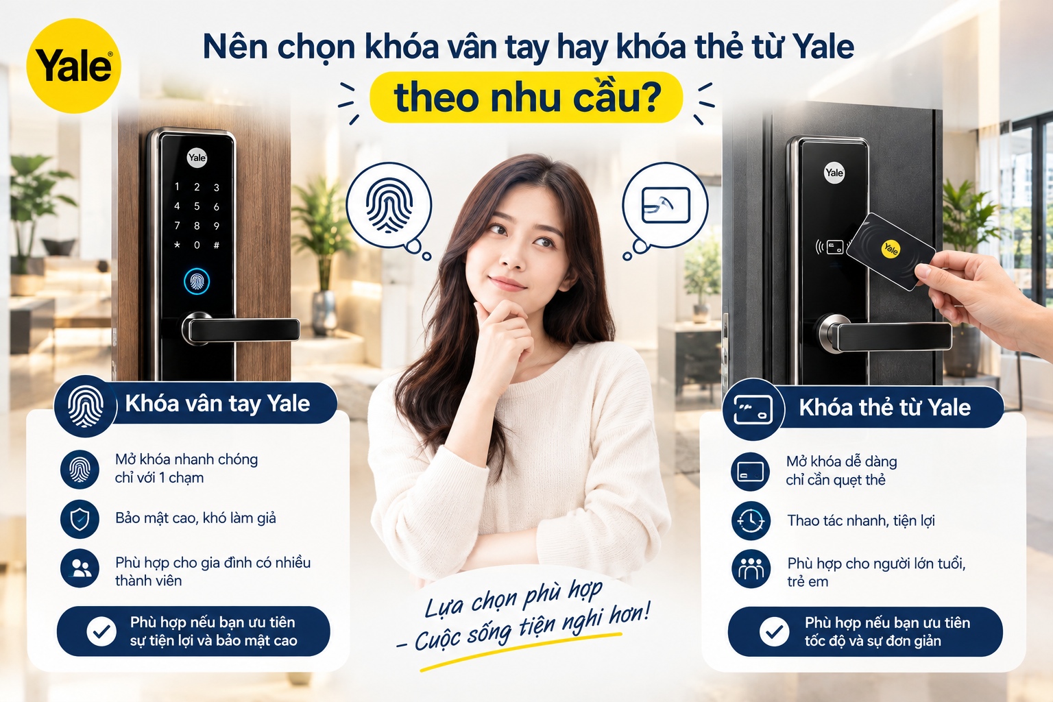 khoá vân tay hay khoá thẻ từ yale