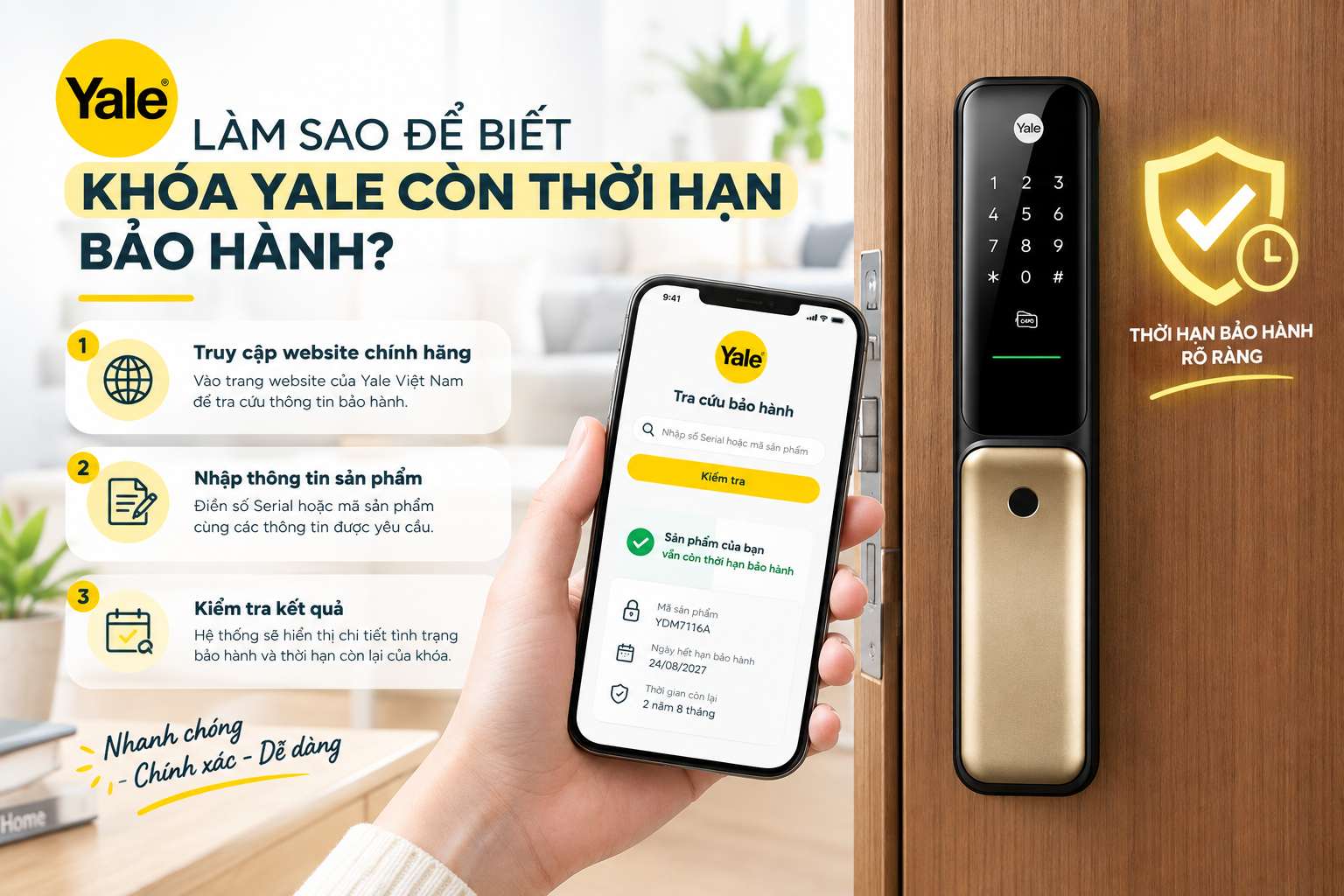 kiểm tra bảo hành yale