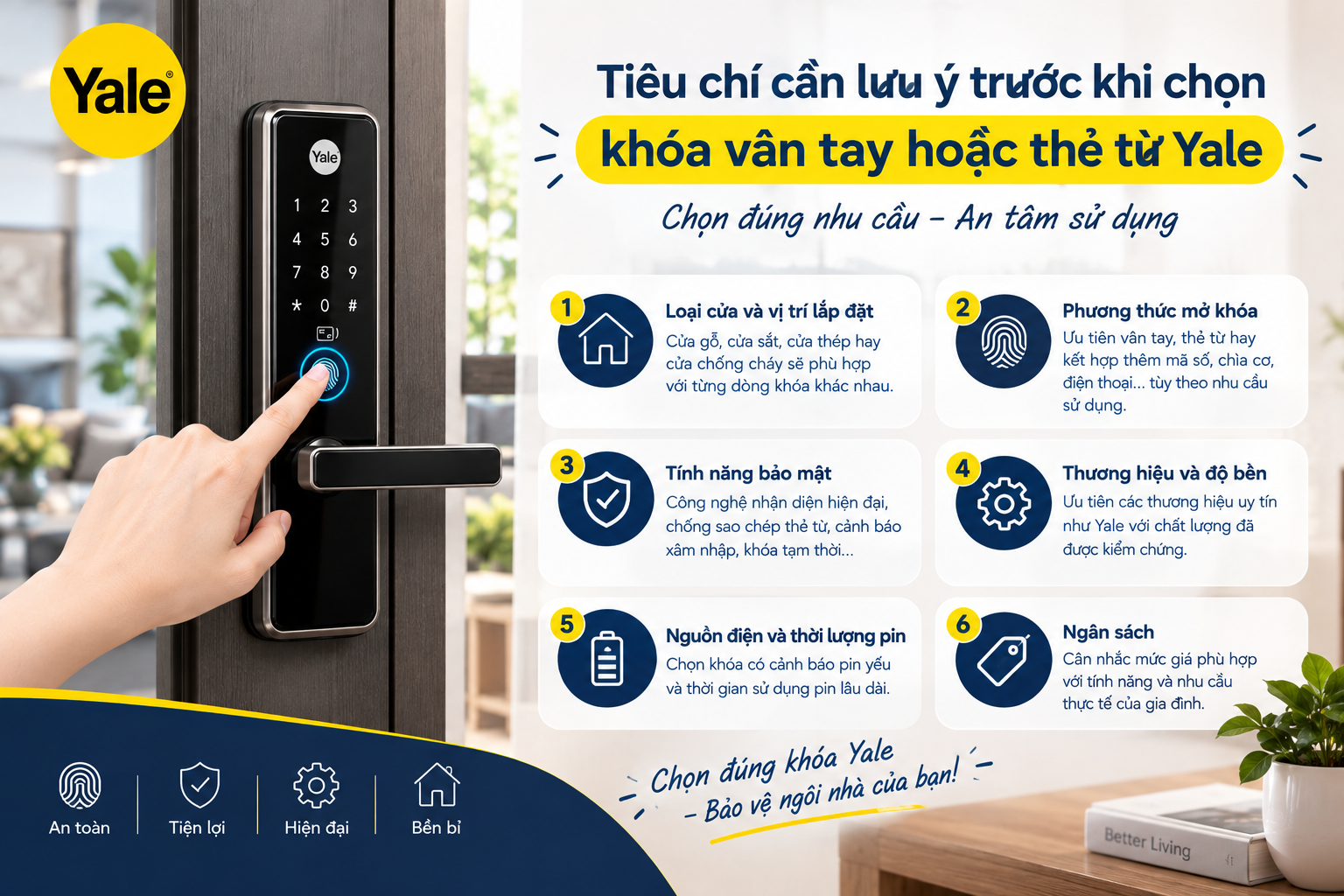khoá vân tay hay khoá thẻ từ yale