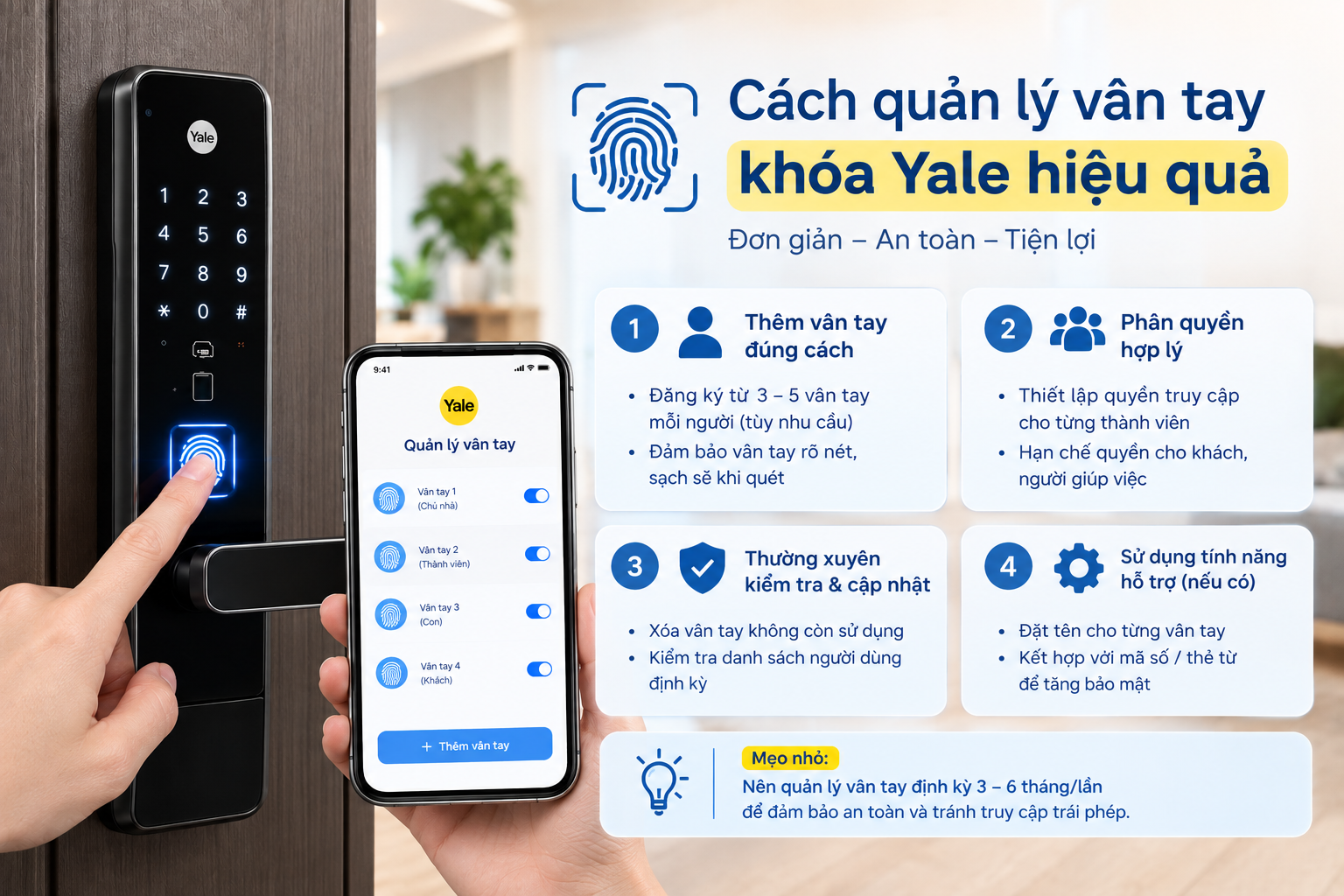 khoá yale lưu bao nhiêu vân tay