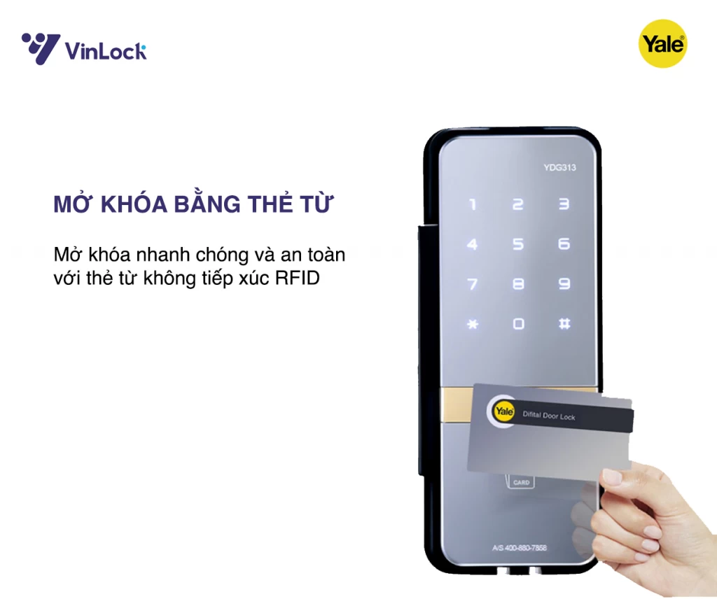 KHÓA ĐIỆN TỬ CỬA KÍNH CƯỜNG LỰC YALE YDG 313